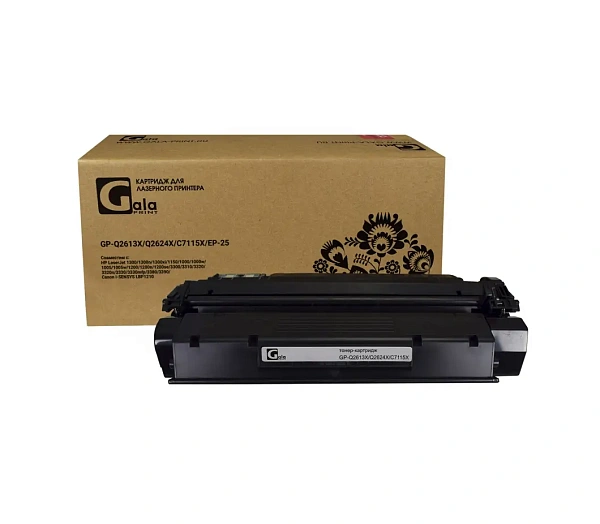 купить совместимый Картридж GalaPrint C7115X/Q2613X/Q2624X/EP-25 черный совместимый с принтером HP/Canon универсальный (GP_Q2613X/Q2624X/C7115X/EP-25) 