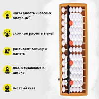 Счеты Абакус (соробан) белые ЮНЛАНДИЯ "Ментальная арифметика", 13 разрядов, кнопка обнуления, 106238