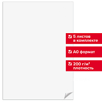 Ватман формат А0 (1200 х 840 мм), ГОЗНАК С-Пб, плотность 200 г/м2, КОМПЛЕКТ 5 листов, BRAUBERG, 1263