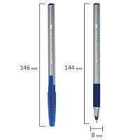 Ручка шариковая с грипом BRAUBERG "i-STICK POINT", СИНЯЯ, корпус серый, игольчатый узел 0,7 мм, лини