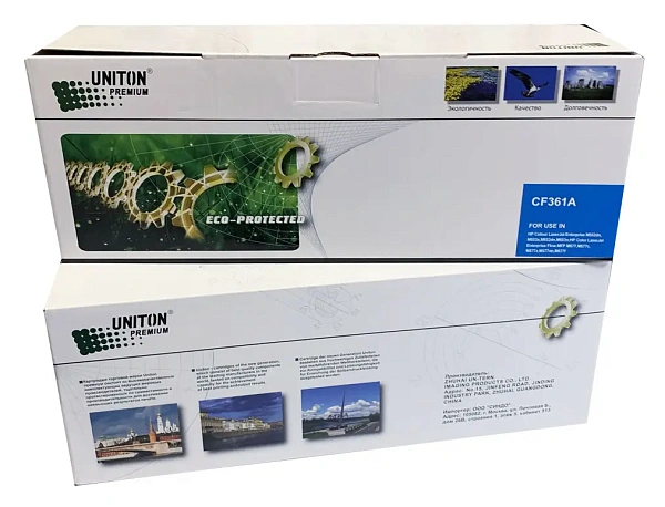 купить совместимый Картридж UNITON Premium GREEN LINE CF361A голубой совместимый с принтером HP (125027) 