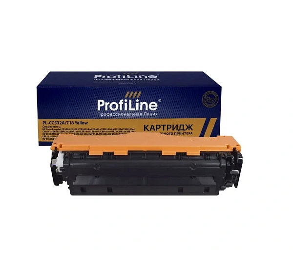 купить совместимый Картридж ProfiLine CC532A/718Y желтый совместимый с принтером HP/Canon универсальный (PL_CC532A/718_Y) 
