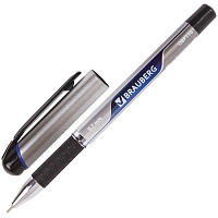 Ручка шариковая масляная с грипом BRAUBERG "Signature", СИНЯЯ, печать, узел 0,7 мм, линия письма 0,3