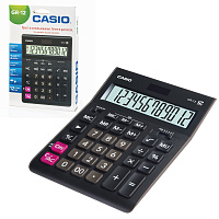 Калькулятор настольный CASIO GR-12-W (209х155 мм), 12 разрядов, двойное питание, черный, европодвес,