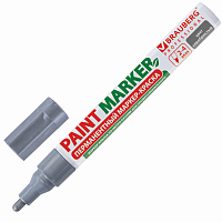 Маркер-краска лаковый (paint marker) 4 мм, СЕРЕБРЯНЫЙ, БЕЗ КСИЛОЛА (без запаха), алюминий, BRAUBERG 