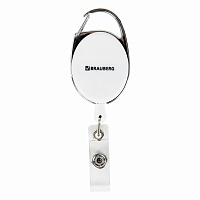 Держатель-рулетка для бейджей 70 см, петелька, белый, в блистере, BRAUBERG, 238238