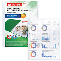 Папки-файлы перфорированные А4 BRAUBERG "EXTRA 700", КОМПЛЕКТ 50 шт., матовые, ПЛОТНЫЕ, 70 мкм, 2296