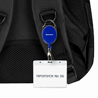 Держатель-рулетка для бейджей, 70 см, карабин, синий, в блистере, BRAUBERG, 238239