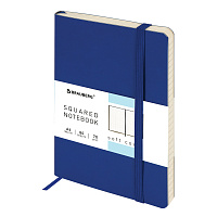 Блокнот МАЛЫЙ ФОРМАТ (100x150 мм) А6, BRAUBERG "Metropolis Ultra", под кожу, 80 л., клетка, синий, 1