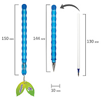 Ручки стираемые гелевые ЮНЛАНДИЯ "Горошек", НАБОР 2 штуки, СИНИЕ, + 4 сменных стержня, линия письма 
