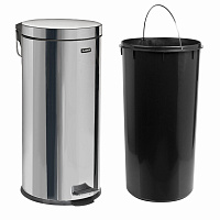 Ведро-контейнер для мусора (урна) с педалью LAIMA "Classic", 30 л, зеркальное, нержавеющая сталь, со