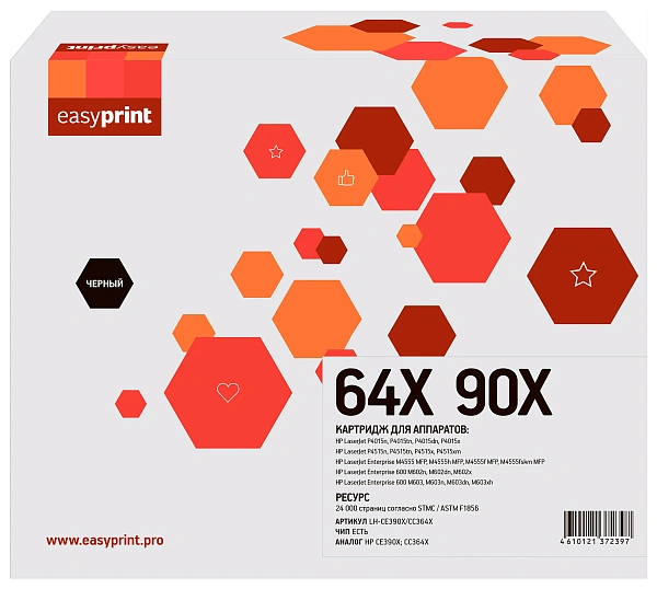 купить совместимый Картридж EasyPrint CC364X/CE390X черный совместимый с принтером HP универсальный (LH-CE390X/CC364X) 