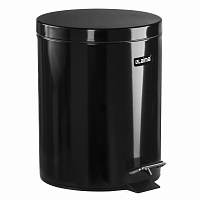 Ведро-контейнер для мусора (урна) с педалью LAIMA "Classic", 5 л, черное, глянцевое, металл, со съем