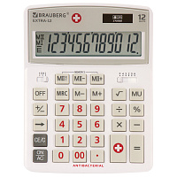 Калькулятор настольный BRAUBERG EXTRA-12-WAB (206x155 мм),12 разрядов, двойное питание, антибактериа