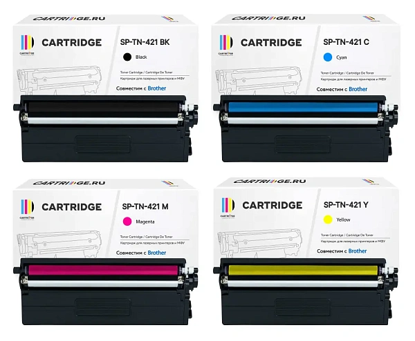 купить совместимый Комплект картриджей Solution Print TN-421BK/TN-421C/TN-421M/TN-421Y голубой/желтый/пурпурный/черный совместимый с принтером Brother универсальный (248942/248943/248944/248945) 