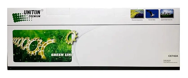 купить совместимый Картридж UNITON Premium GREEN LINE CE742A желтый совместимый с принтером HP (129468) 