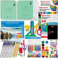 Набор школьных принадлежностей в подарочной коробке BRAUBERG "ШКОЛЬНЫЙ УНИВЕРСАЛЬНЫЙ", 50 предметов,
