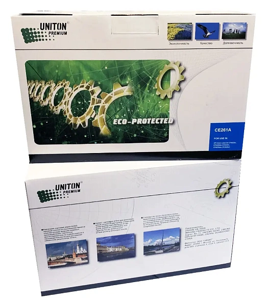 купить совместимый Картридж UNITON Premium GREEN LINE CE261A голубой совместимый с принтером HP (125142) 