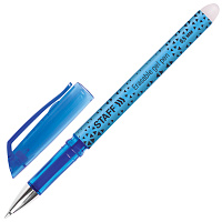 Ручка стираемая гелевая STAFF "College GP-199", СИНЯЯ, хромированные детали, узел 0,5 мм, линия пись