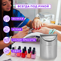 Урна для мусора 1,2 л LAIMA настольная, с качающейся крышкой, d 12х16,5 см, нержавеющая сталь, матов