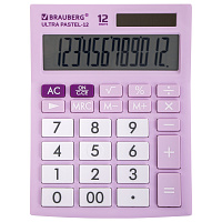 Калькулятор настольный BRAUBERG ULTRA PASTEL-12-PR (192x143 мм), 12 разрядов, двойное питание, СИРЕН