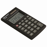 Калькулятор карманный BRAUBERG PK-408-BK (97x56 мм), 8 разрядов, двойное питание, ЧЕРНЫЙ, 250517