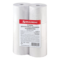 Чековая лента ТЕРМОБУМАГА 80 мм (диаметр 80 мм, длина 80 м, втулка 18 мм) КОМПЛЕКТ 6 шт., BRAUBERG, 