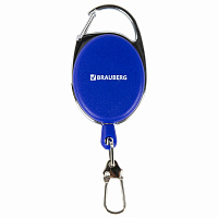 Держатель-рулетка для бейджей, 70 см, карабин, синий, в блистере, BRAUBERG, 238239