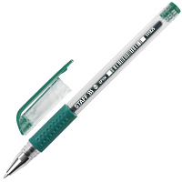 Ручка гелевая с грипом STAFF "EVERYDAY" GP-194, ЗЕЛЕНАЯ, корпус прозрачный, узел 0,5 мм, линия письм