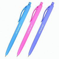 Ручка шариковая масляная автоматическая BRAUBERG "FRUITY Pastel", СИНЯЯ, корпус soft-touch, узел 0,7