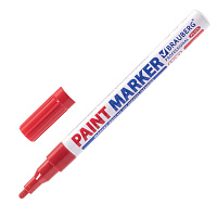 Маркер-краска лаковый (paint marker) 2 мм, КРАСНЫЙ, НИТРО-ОСНОВА, алюминиевый корпус, BRAUBERG PROFE
