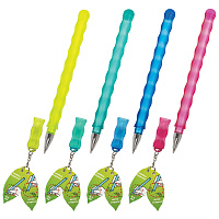 Ручка стираемая гелевая ЮНЛАНДИЯ "Горошек", СИНЯЯ, прорезиненный корпус ассорти, линия письма 0,35 м