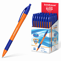 Ручка шариковая масляная автоматическая с грипом ERICH KRAUSE "U-209 Orange", СИНЯЯ, узел 1,0 мм, ли