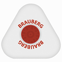 Ластик BRAUBERG "Energy", 45х45х10 мм, белый, треугольный, красный пластиковый держатель, 222473