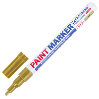 Маркер-краска лаковый (paint marker) 2 мм, ЗОЛОТОЙ, НИТРО-ОСНОВА, алюминиевый корпус, BRAUBERG PROFE