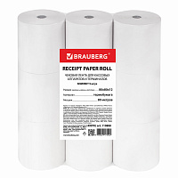 Чековая лента ТЕРМОБУМАГА 80 мм (диаметр 72 мм, длина 80 м, втулка 12 мм) КОМПЛЕКТ 9 шт., BRAUBERG, 