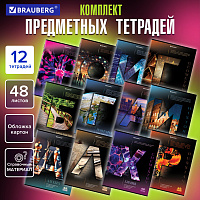 Тетради предметные, КОМПЛЕКТ 12 ПРЕДМЕТОВ, 48 л., обложка картон, BRAUBERG, "КЛАССИКА SCIENCE", 4048