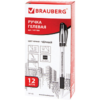 Ручка гелевая с грипом BRAUBERG "Geller", черная, ВЫГОДНЫЙ КОМПЛЕКТ 12 штук, линия письма 0,35 мм, с