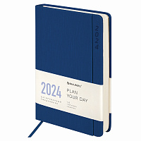 Ежедневник датированный 2024 А5 138x213мм BRAUBERG Flap, под кожу, магнитный клапан, синий, 114968