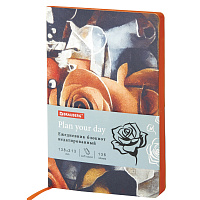 Ежедневник недатированный А5 (138х213 мм), BRAUBERG VISTA, под кожу, гибкий, 136 л., "Rose flower", 
