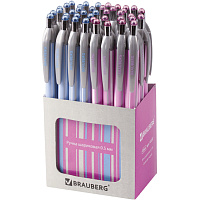 Ручка шариковая автоматическая BRAUBERG "Sakura", синяя, ВЫГОДНЫЙ КОМПЛЕКТ 40 штук, ассорти, 0,3 мм,