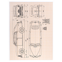 Бумага масштабно-координатная (миллиметровая), скоба, БОЛЬШОЙ ФОРМАТ А3, оранжевая, 8 листов, 65 г/м