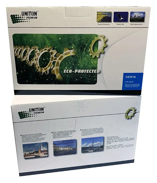 купить совместимый Картридж UNITON Premium GREEN LINE CE251A голубой совместимый с принтером HP (125139) 